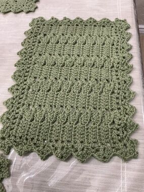 Crocheted 6 pc Sage Green Table placement- Handmade Decorative Accent